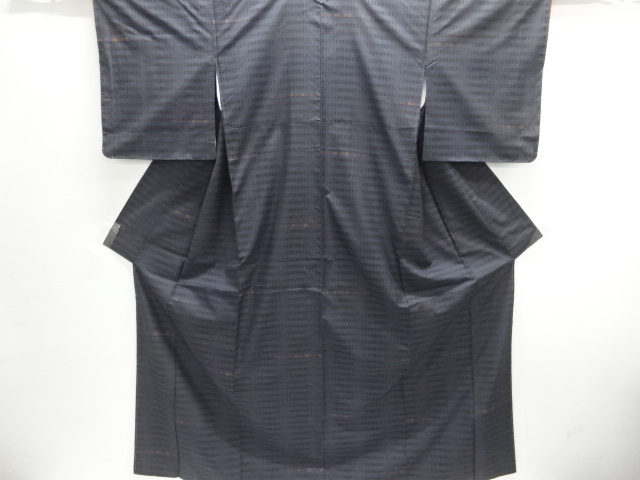 JAPANESE KIMONO / DORO OSHIMA TSUMUGI (5 maruki) / WOVEN ABSTRACT PATTERN